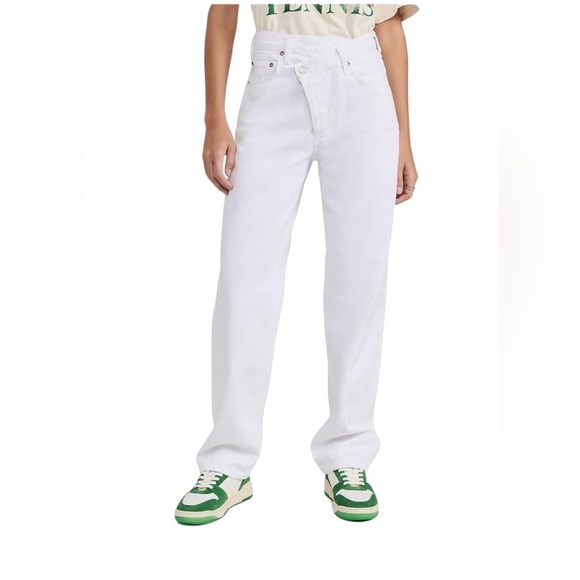 NEW AGOLDE White Criss Cross Straight Leg Jeans - Picture 1 of 15